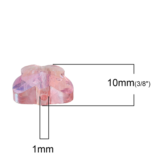 Image de Perles en Verre Forme Papillon Rose Couleur AB à facettes Transparent, 10mm x 8mm, Tailles de Trous: 1mm, 20 Pcs