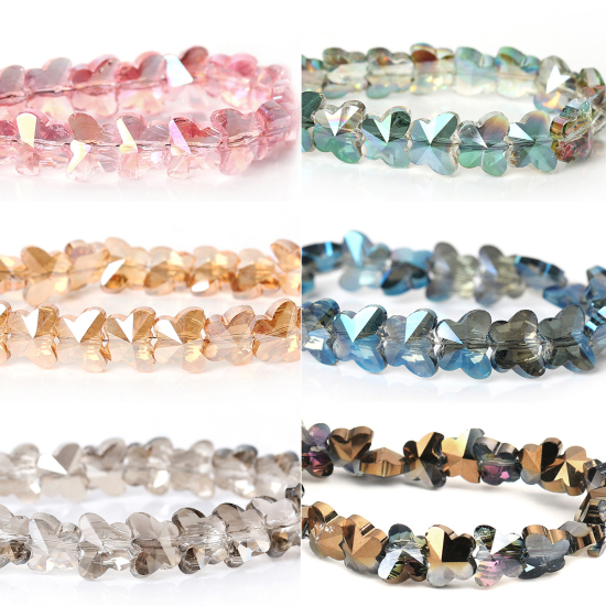 Image de Perles en Verre Forme Papillon Rose Couleur AB à facettes Transparent, 10mm x 8mm, Tailles de Trous: 1mm, 20 Pcs
