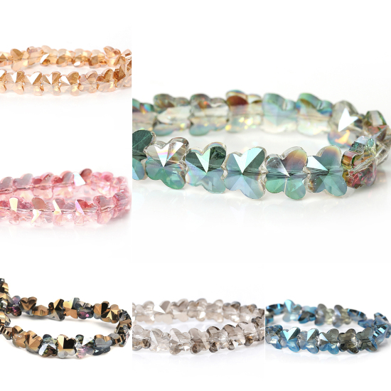 Image de Perles en Verre Forme Papillon Rose Couleur AB à facettes Transparent, 10mm x 8mm, Tailles de Trous: 1mm, 20 Pcs