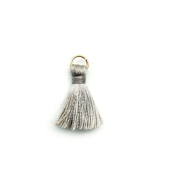 Immagine di Lega di Zinco & Poliestere Nappine Charms Nappine Grigio Scuro 25mm, 10 Pz