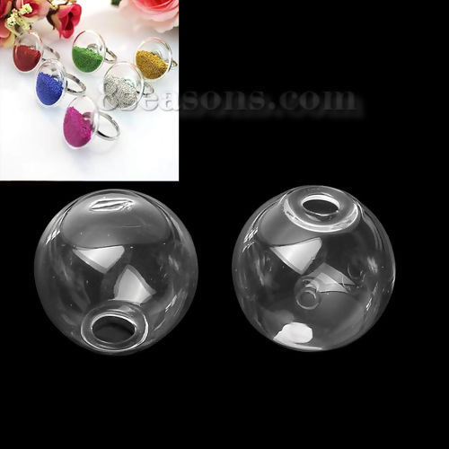 Image de Cabochons d'Embellissement Dômes Fiole Globe en Verre Transparent à Remplir Balle 16mm Dia, 5 Pcs