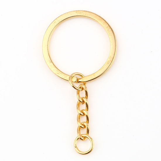 Image de Porte-Clés en Alliage de Fer Doré Plat-Rond 60mm x 30mm, 30 Pcs