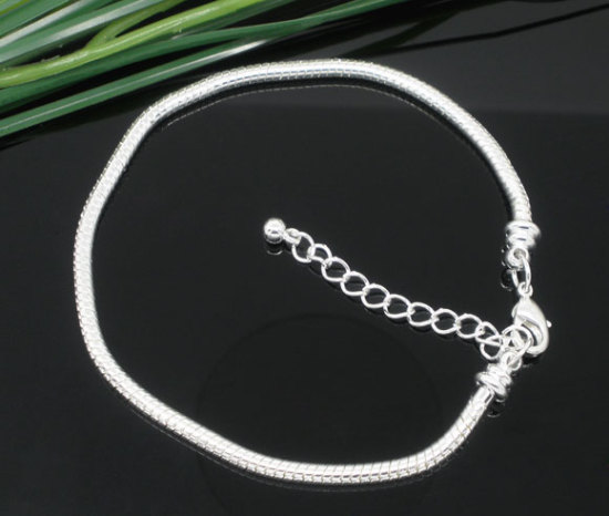 Image de 4 Pièces Bracelets au Style Européen en Laiton Argenté 23cm long