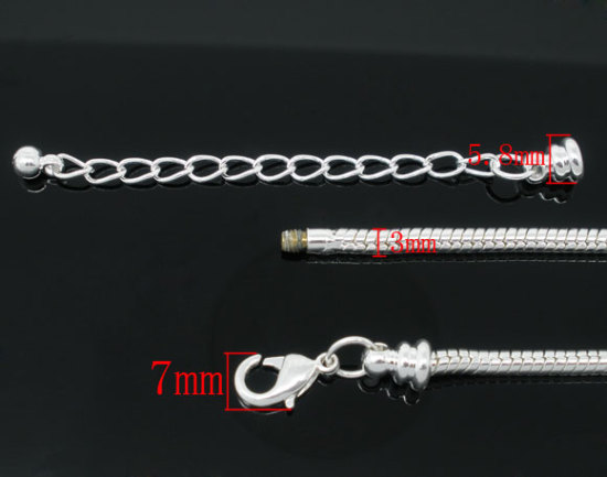 Image de 4 Pièces Bracelets au Style Européen en Laiton Argenté 23cm long