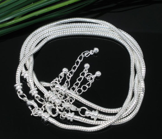 Image de 4 Pièces Bracelets au Style Européen en Laiton Argenté 23cm long