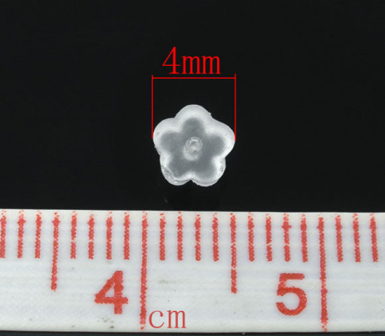 Picture of Rubber Ear Nuts Post Stopper Earring Findings Flower Clear 4mm x 4mm, 1000 PCs