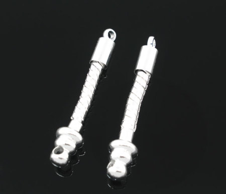 Apprêts de Boucles d'Oreilles Maille Serpent en Cuivre au Style Européen Argenté Rayées (sans Crochet), 30mm Long, 10 Pcs