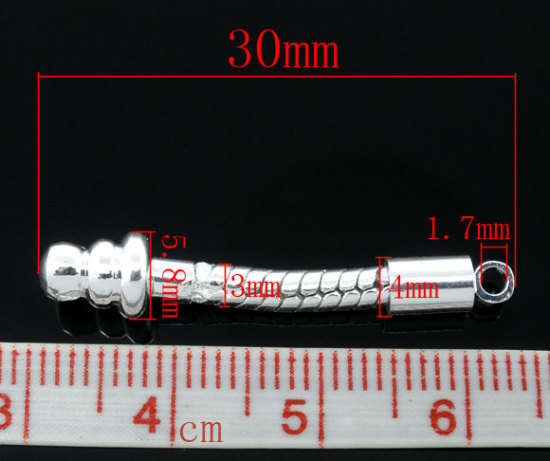 銅 ヨーロッパ風 スネークチェーン ぶら下げる イヤリングパーツ 銀メッキ 3.0cm 長さ、10 個 の画像