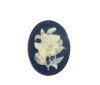 Picture of Resin Cabochon Cameo Oval Ivory & Deep Blue Flower Butterfly 31mm x 24mm(1 2/8" x1") - 29mm x22mm(1 1/8" x 7/8"), 10 PCs