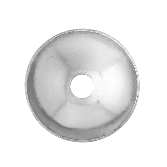 304ステンレス鋼 座金 円形 シルバートーン (ビーズに適応サイズ： 12mm) 8mm直径、 50 個 の画像