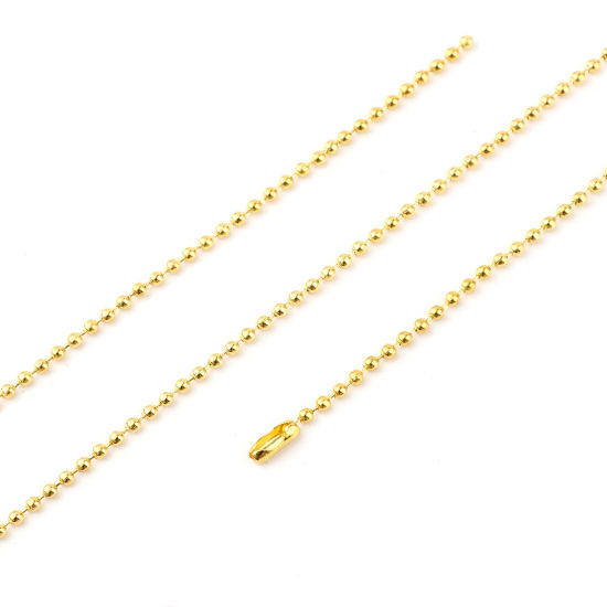 Image de 5 Pièces Chaîne Maille Bille en Alliage de Fer Doré 2mm, 70cm long