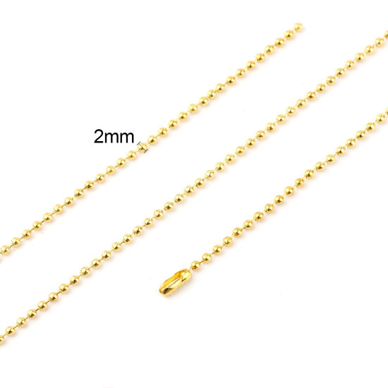 Image de 5 Pièces Chaîne Maille Bille en Alliage de Fer Doré 2mm, 70cm long