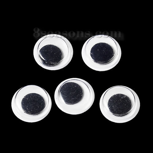 Imagen de Hacer muñeca ABS de Ojo , Negro & Blanco Autoadhesivo 10.0mm, 50 Unidades