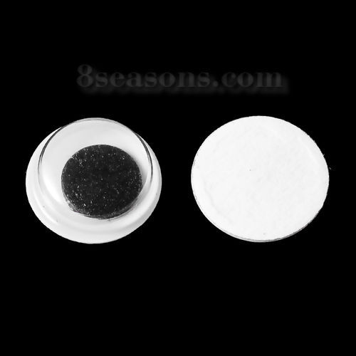 Imagen de Hacer muñeca ABS de Ojo , Negro & Blanco Autoadhesivo 10.0mm, 50 Unidades