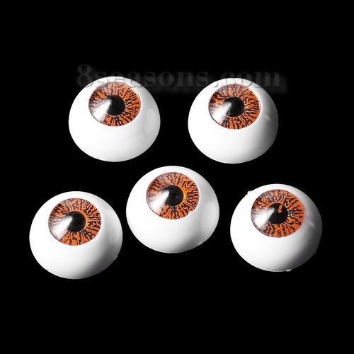 Imagen de Hacer muñeca Plástico Ojo , Blanco & Naranja 16mm, 10 Unidades