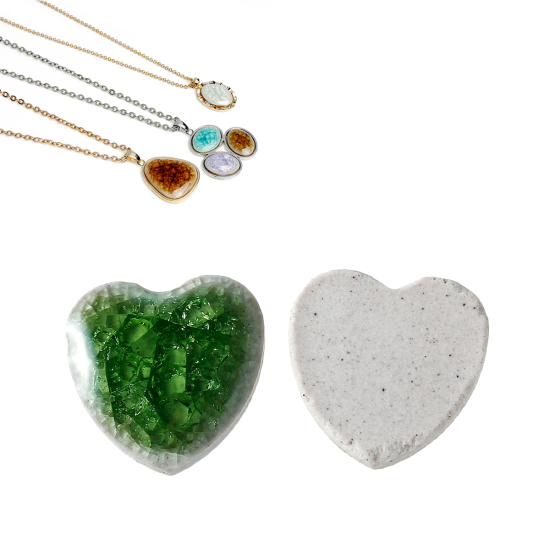 Picture of Ceramics & Glass Dome Seals Cabochons Heart Flatback Green Crackle Pattern 17mm( 5/8") x 17mm( 5/8"), 5 PCs