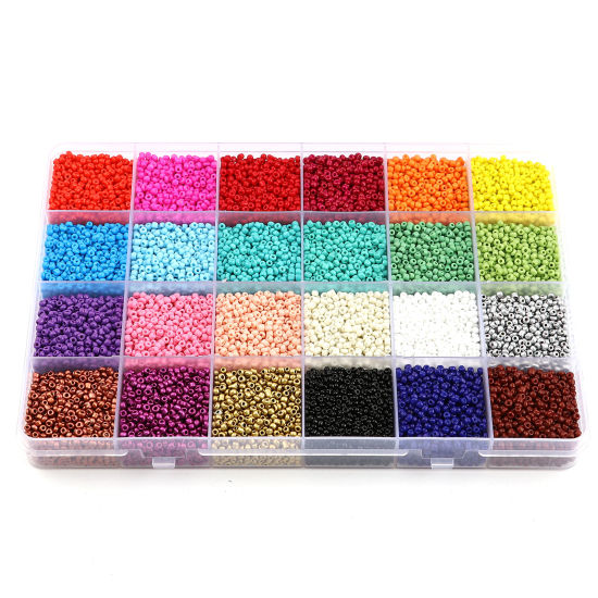 ガラス シード ビーズ シードビーズ 混合色 丸ビーズ 2mm 直径、 1 箱 （ 24000 個/箱） の画像
