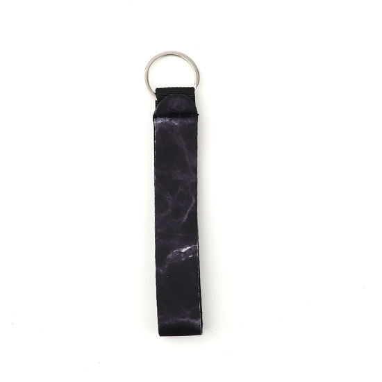 Immagine di Neoprene Anello Portachiavi Tono Argento Nero Rettangolo 15.5cm, 2 Pz