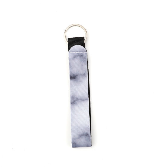 Immagine di Neoprene Anello Portachiavi Tono Argento Grigio Rettangolo 15.5cm, 2 Pz