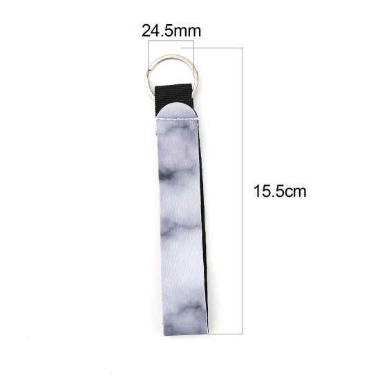 Immagine di Neoprene Anello Portachiavi Tono Argento Grigio Rettangolo 15.5cm, 2 Pz