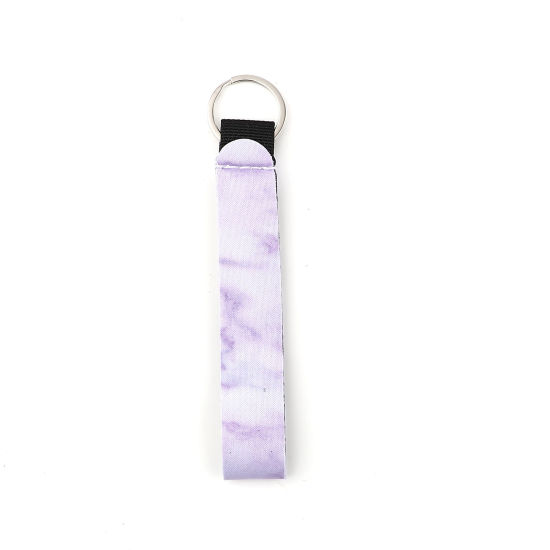 Immagine di Neoprene Anello Portachiavi Tono Argento Viola Grigio Rettangolo 15.5cm, 2 Pz