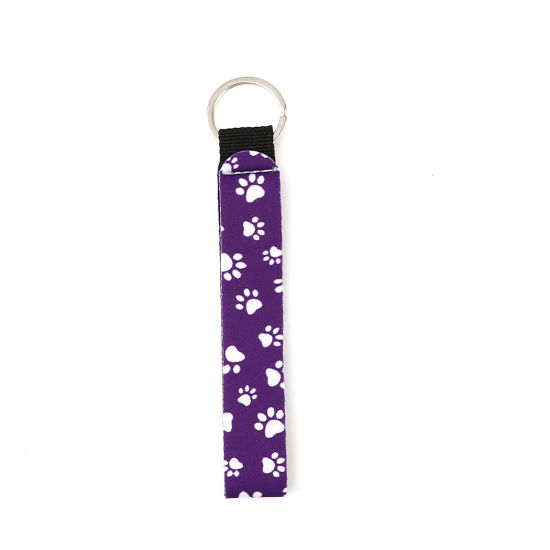 Immagine di Neoprene Memoriale dell'animale Anello Portachiavi Tono Argento Colore Viola Rettangolo Artiglio 15.5cm, 2 Pz