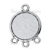 Picture of Zinc Based Alloy Cabochon Settings Connectors Round Antique Silver Color (Fits 17mm Dia) 28mm(1 1/8") x 20mm( 6/8"), 50 PCs