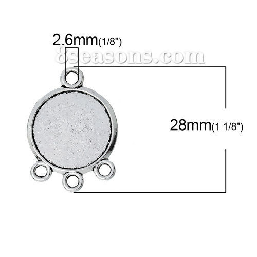 亜鉛合金 ミール皿 コネクター セッティング 台座 円形 銀古美 (適応サイズ: 17mm) 28mm x 20mm、 50 個 の画像