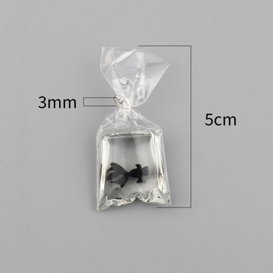 Image de Pendentifs en Résine Sac Noir Poisson Rouge 50mm x 22mm, 5 Pcs