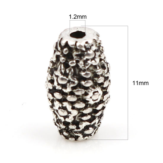Imagen de Zamak Cuentas Barril Plata Antigua Flor Aprox 11mm x 6mm, Agujero: Aprox 1.2mm, 20 Unidades
