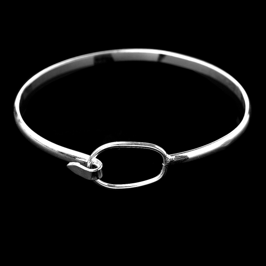 Image de Bracelets en Laiton Forme Rond Argenté 19.3cm long, 4 Pcs