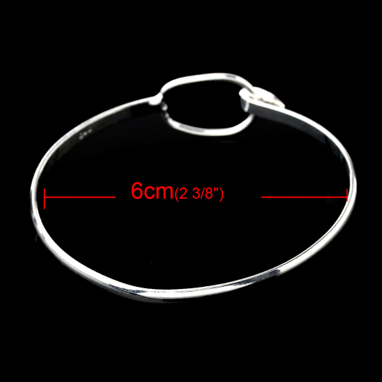 Image de Bracelets en Laiton Forme Rond Argenté 19.3cm long, 4 Pcs