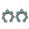 Picture of Zinc Based Alloy & Acrylic Boho Chic Bohemia Pendants Irregular Antique Silver Color Green Blue Imitation Turquoise 43mm x 36mm, 2 PCs