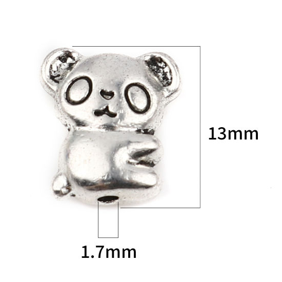 Imagen de Zamak Cuentas Koala Bear Plata Antigua Aprox 13mm x 12mm, Agujero: Aprox 1.7mm, 10 Unidades
