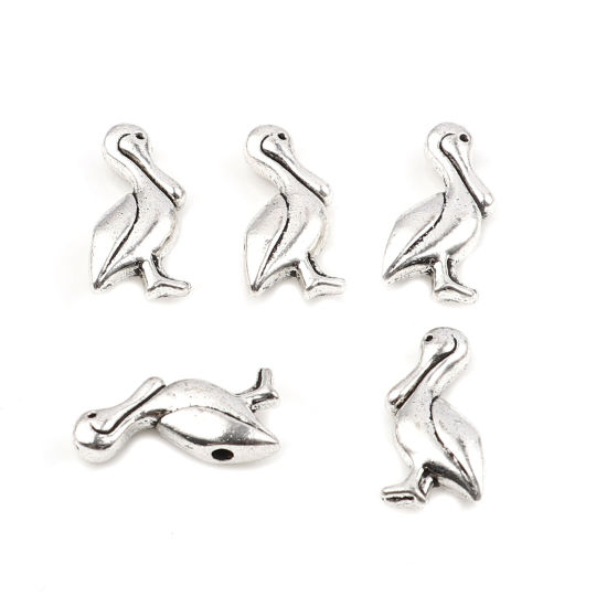 Imagen de Zamak Cuentas Pato Plata Antigua Aprox 20mm x 13mm, Agujero: Aprox 1.8mm, 10 Unidades