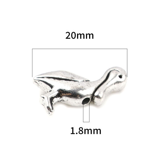 Imagen de Zamak Cuentas Pato Plata Antigua Aprox 20mm x 13mm, Agujero: Aprox 1.8mm, 10 Unidades