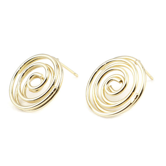 Image de Boucles d'Oreilles Puces Support de Bobine Anti-moustique Doré 20mm Dia, Epaisseur de Fil: (21 gauge), 2 Pcs