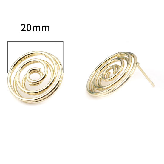Image de Boucles d'Oreilles Puces Support de Bobine Anti-moustique Doré 20mm Dia, Epaisseur de Fil: (21 gauge), 2 Pcs