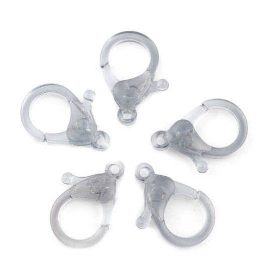 Image de Fermoir Mousqueton en Plastique Bleu Gris 25mm x 17mm, 30 Pcs