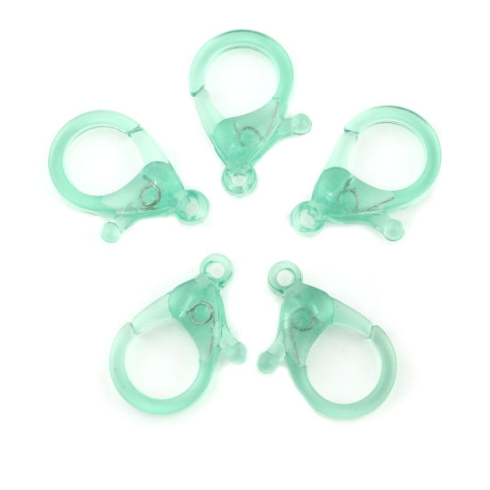 Image de Fermoir Mousqueton en Plastique Vert 25mm x 17mm, 30 Pcs