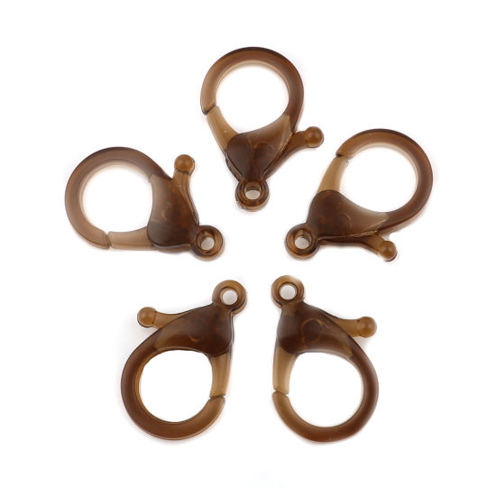 Image de Fermoir Mousqueton en Plastique Brun Foncé 25mm x 17mm, 30 Pcs