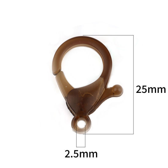 Image de Fermoir Mousqueton en Plastique Brun Foncé 25mm x 17mm, 30 Pcs
