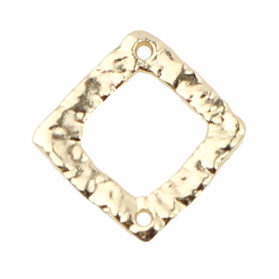 Image de Connecteurs Martelage en Alliage de Zinc Losange Doré 20mm x 19mm, 10 Pcs