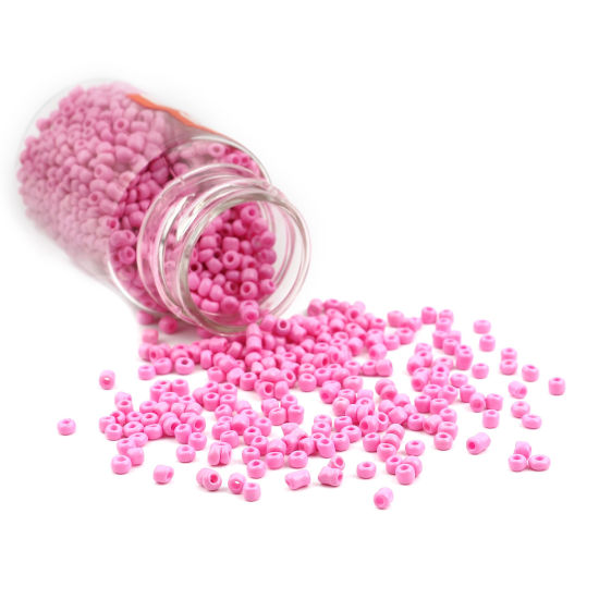 Picture of Glass Seed Seed Beads Round Dark Pink About 2mm Dia., Hole: Approx 0.7mm, 1 Bottle