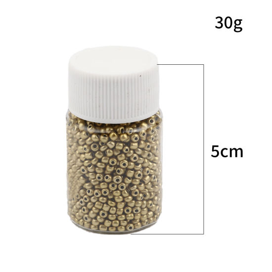 Image de Perles de Rocailles en Verre Rond Or Env. 2mm Dia., Trou: Env. 0.7mm, 1 Bouteille