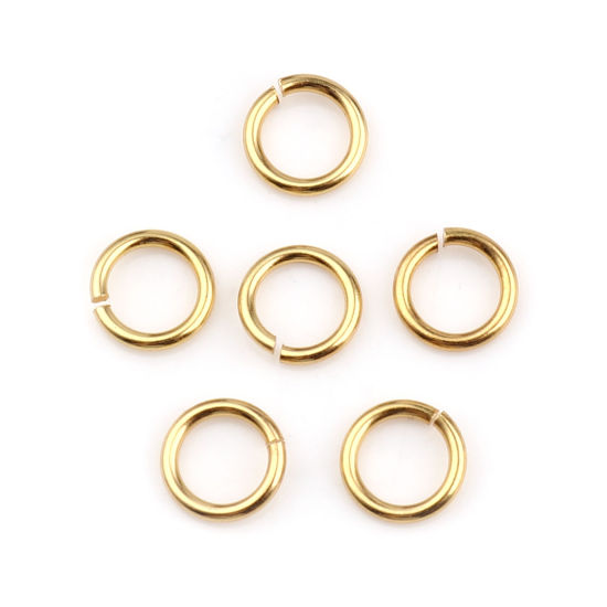 50 個 7mm 直径、 0.9mm（19号） 304ステンレス鋼 丸カン 丸カン 金メッキ 円形 の画像