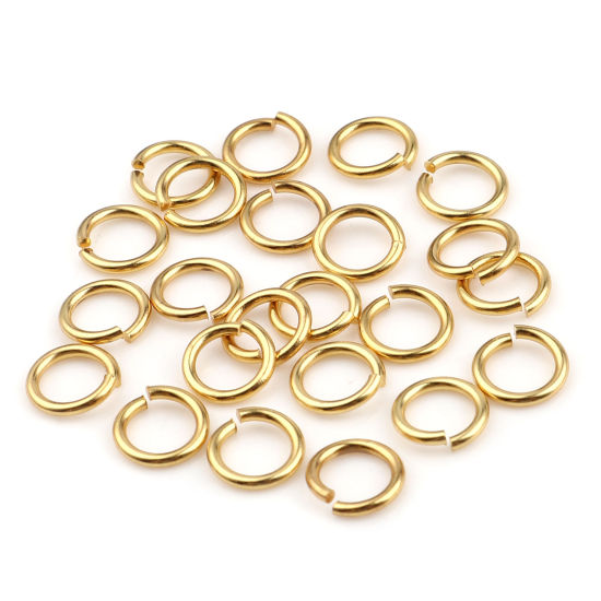 50 個 7mm 直径、 0.9mm（19号） 304ステンレス鋼 丸カン 丸カン 金メッキ 円形 の画像