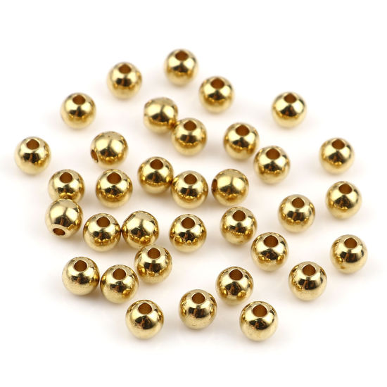 Bild von Messing Perlen Rund Messingfarbe ca. 5mm D., Loch:ca. 1.5mm, 100 Stück
