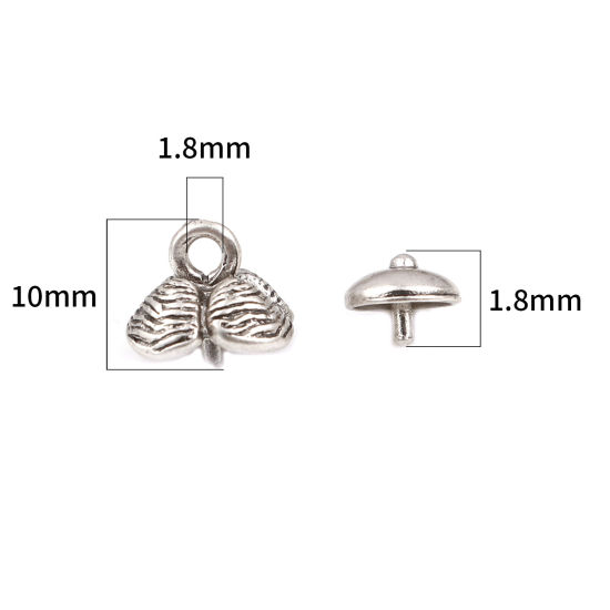 Immagine di Lega di Zinco Coppette Copriperla Tondo Argento Antico Fiore Disegno (Addetti 10mm Perline) 7mm Dia, 10mm x 9mm, 10 Seri ( 2 Pz/Serie)