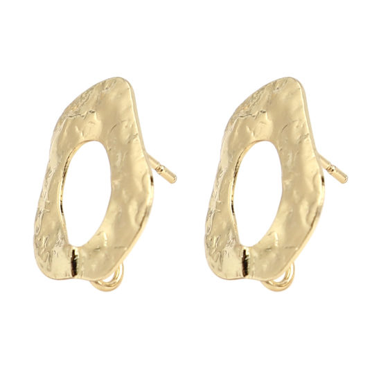 Image de Boucles d'Oreilles Puces Irrégulier Or avec Boucle 17mm x 15mm, Epaisseur de Fil: (21 gauge), 4 Pcs